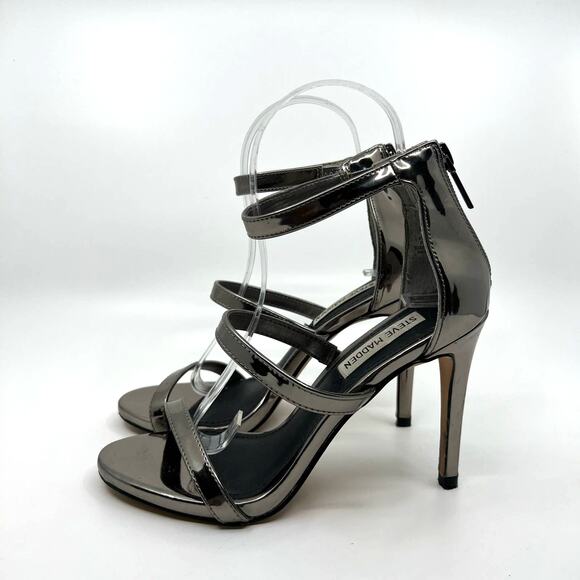 Steve Madden Silver Metallic Stiletto Heels Sandal Women's 6.5 US - Picture 2 of 9